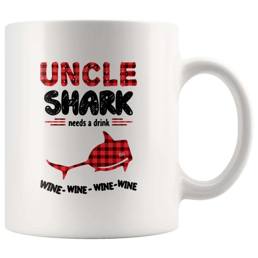 Uncle shark needs a drink wine father’s day gift white coffee mug