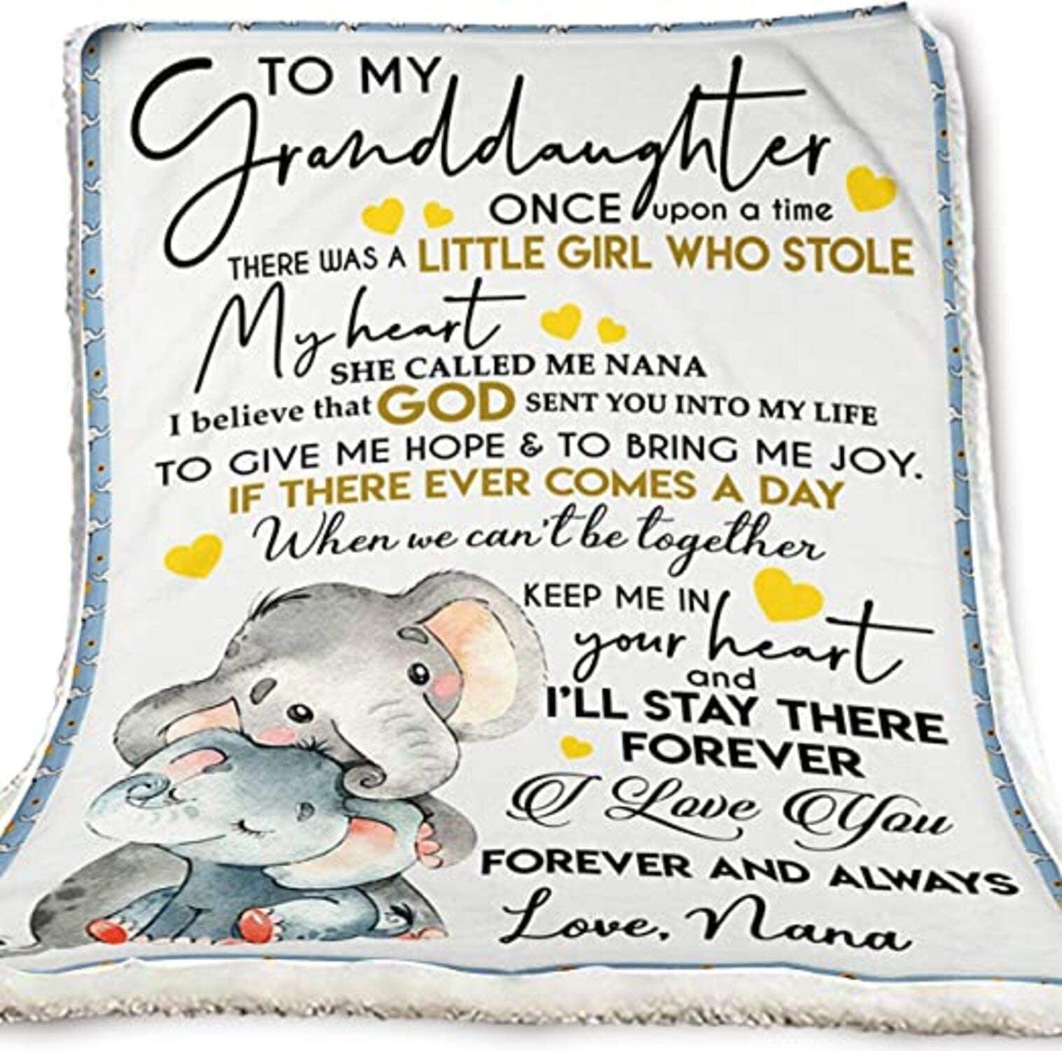 Skitongifts Blanket For Sofa, Bed Throws On Christmas, Birthday Elephant To My Granddaughter I Believe That God Sent You Into My Life Love, Nana