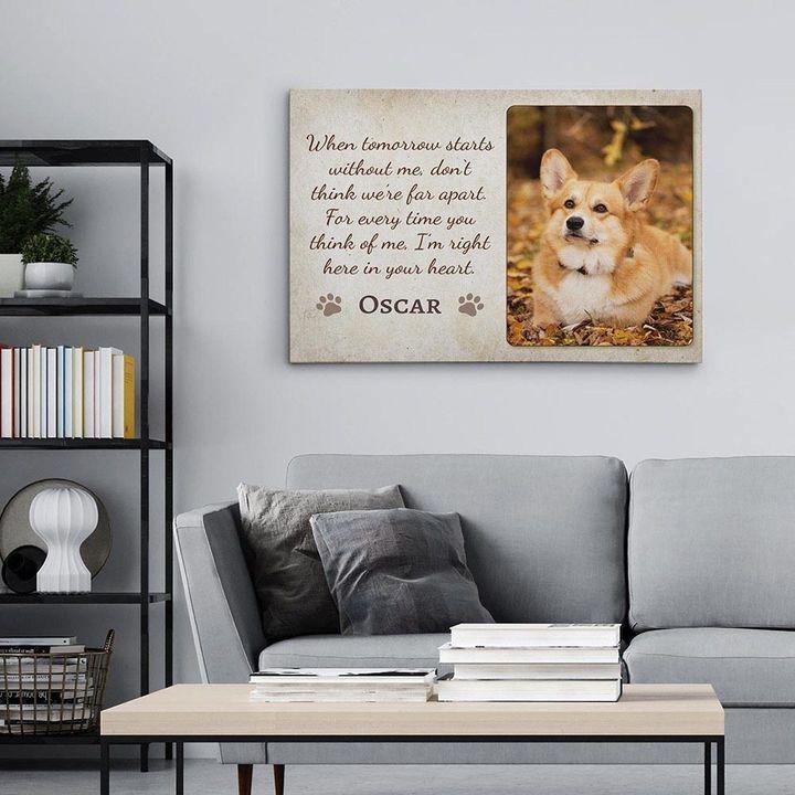 [Personalized Name & Photo] Cute Dog In Your Heart – Best Gift Idea For Dog Lover, Gift For Home Decor, Gift For Family – Horizontal Canvas Matte Canvas Wall Art