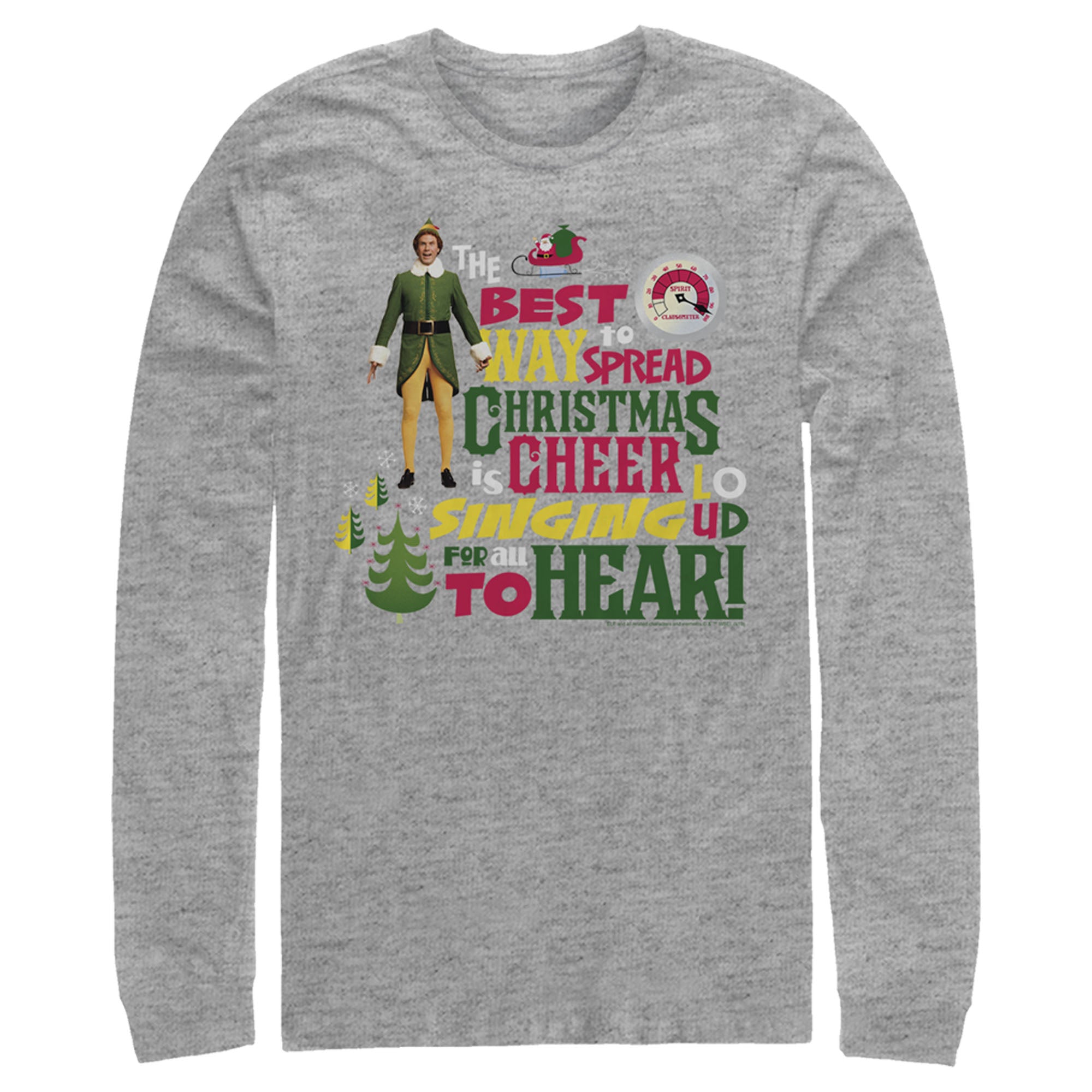 Elf Men’S Christmas Cheer Loud Singing  Long Sleeve Shirt