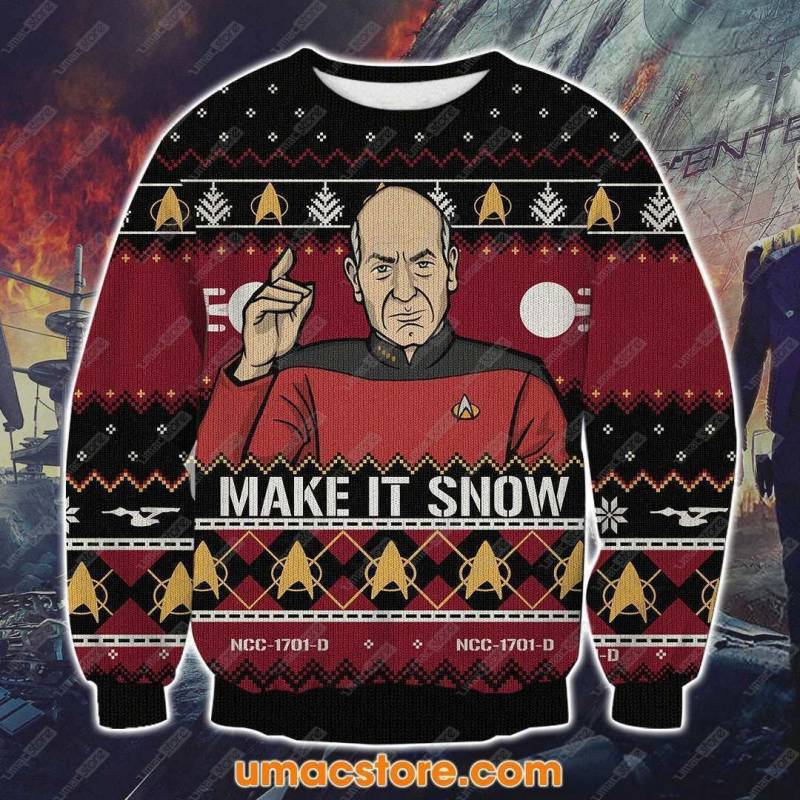 Captain Picard Star Trek 3D Print Ugly Christmas Sweatshirt