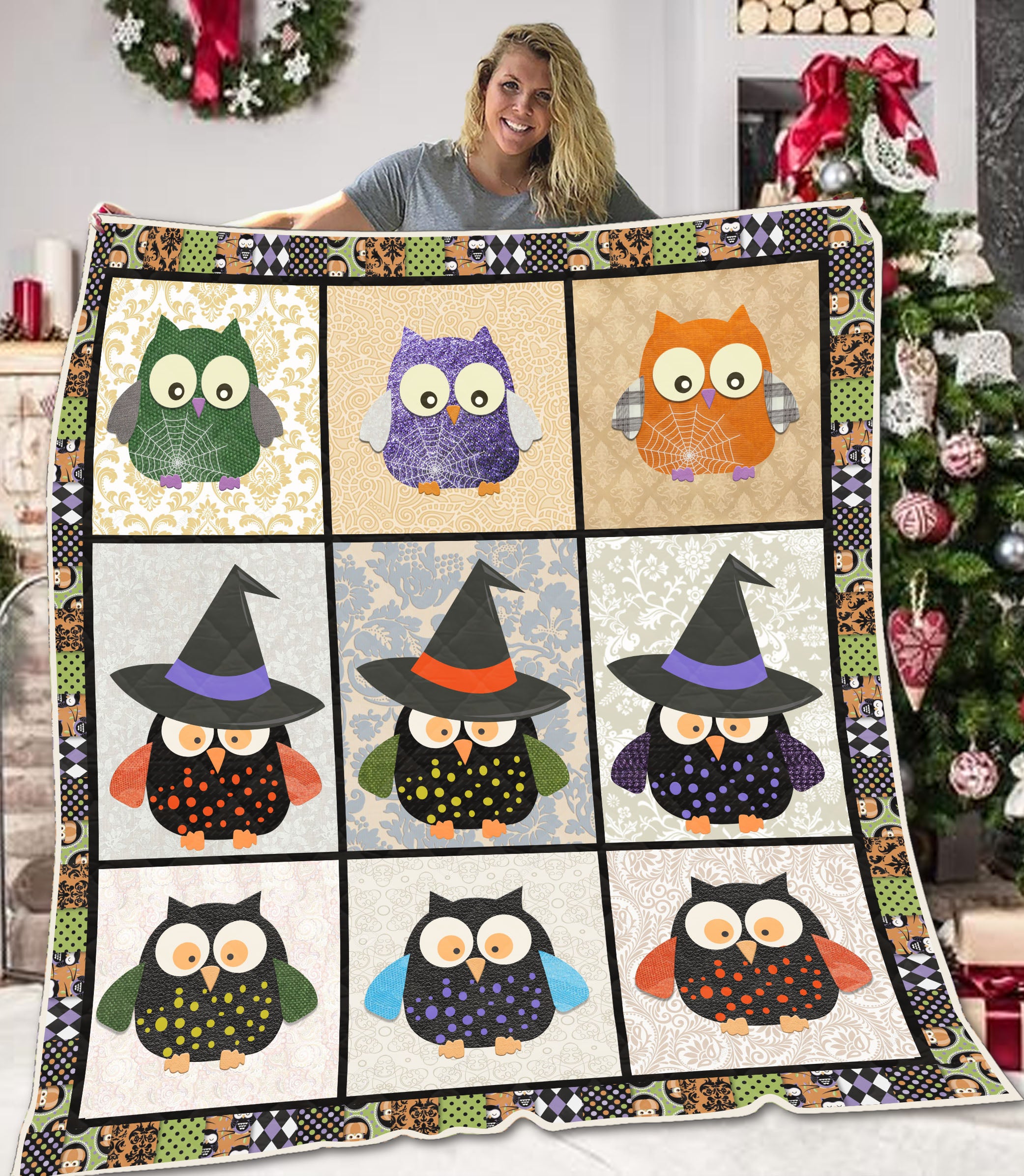 Viticstore™ 3D All Over Printed Animals Quilt – Magic Owl – Soft Cotton All Size Quilt