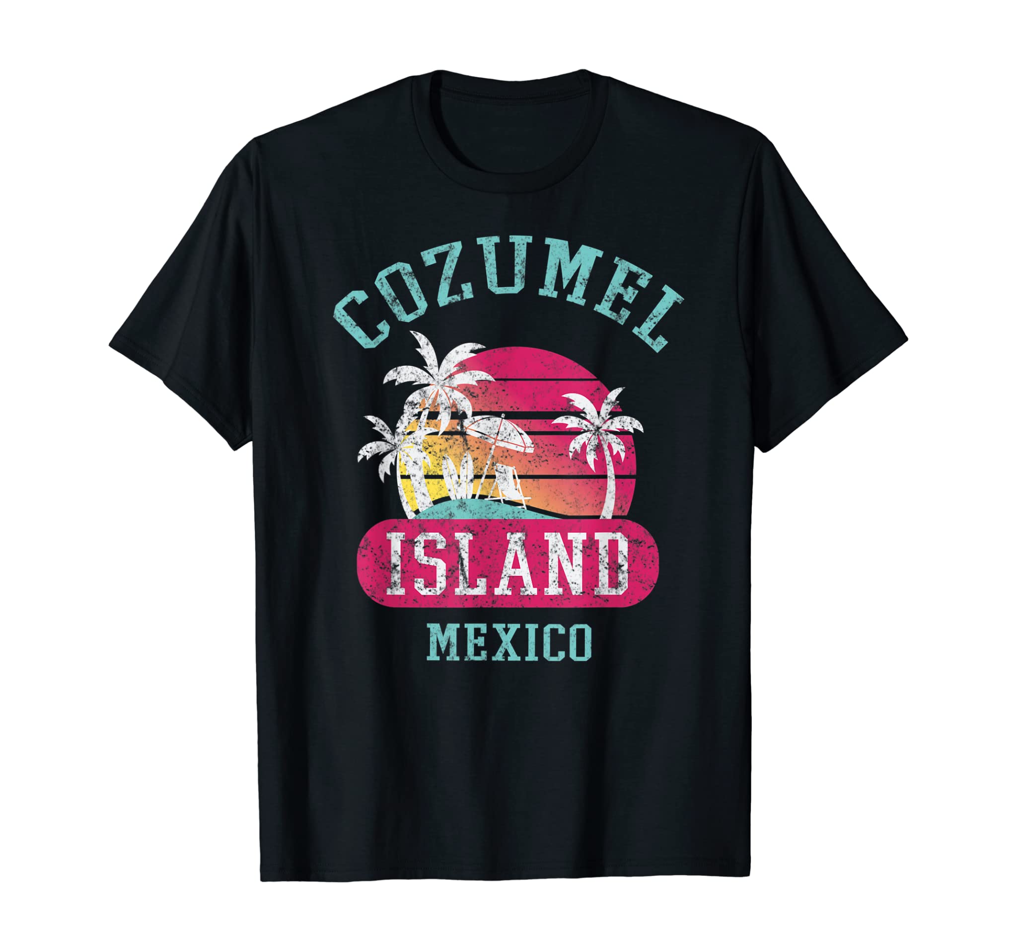 Retro Cool Cozumel Mexico Beaches Distressed Graphic Design T-Shirt