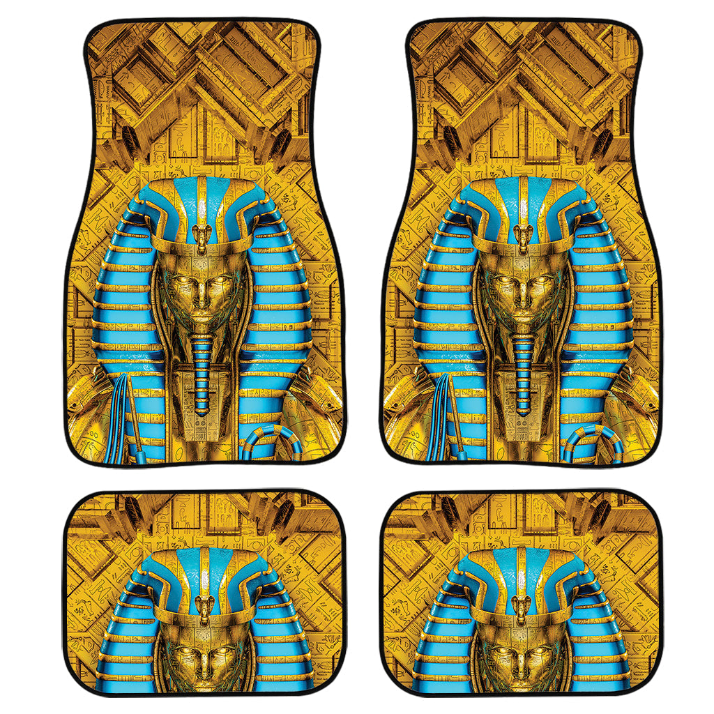 Golden Egyptian Pharaoh Print Front And Back Car Floor Mats, Front Car Mat