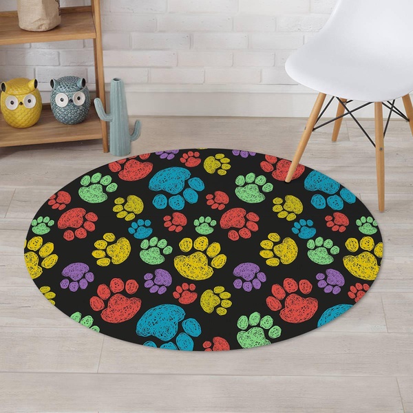 Doodle Paw Round Rug