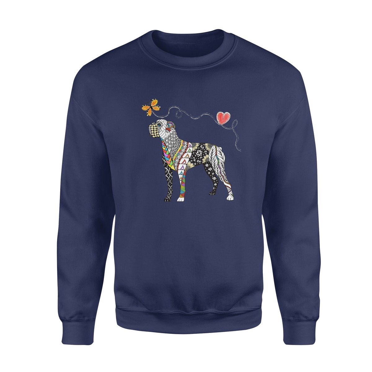 Zentangle Rainbow Boxer – Premium Crew Neck Sweatshirt, Gift For Dog Lover, Gift For Bull Terrier Lover T-Shirt Hoodie All Color Size S-5Xl