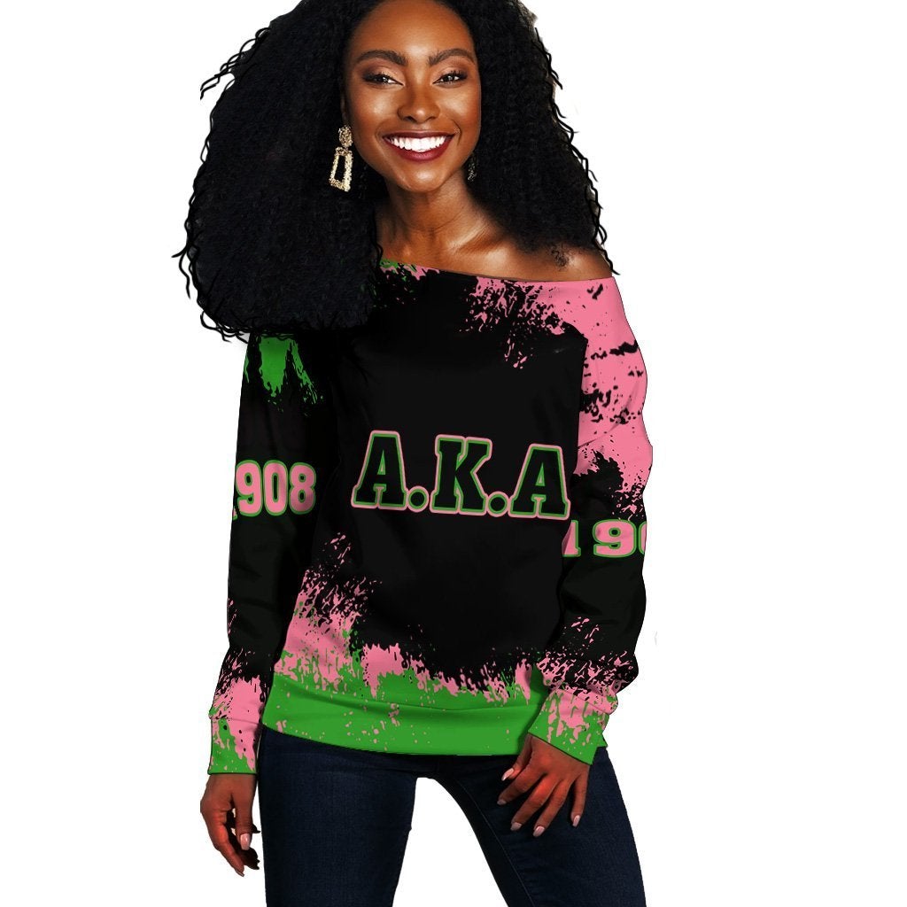 Alpha Kappa Alpha Women Off Shoulder Sweatshirt Face Style