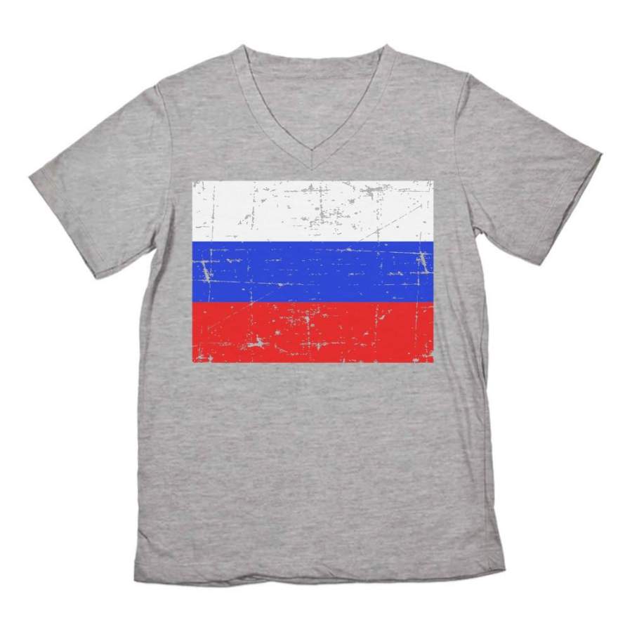 Vintage Russia Flag V-Neck T-Shirt