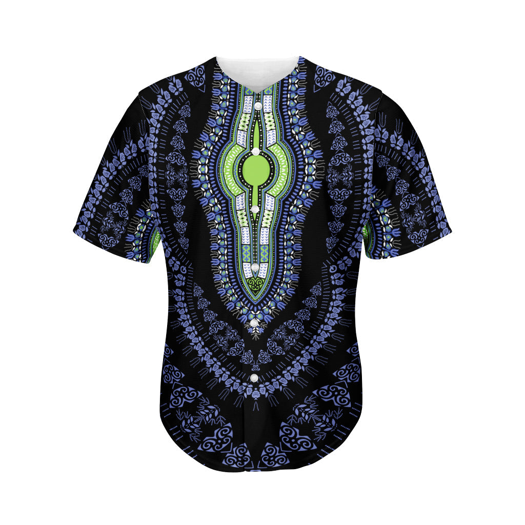 Blue And Black African Dashiki Print Men’S Baseball Jersey 3D Print