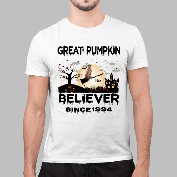Personalized T-Shirt, Pumpkin Believer Dogs, Halloween Gift, Gift For Halloween Lover, Dog Lover
