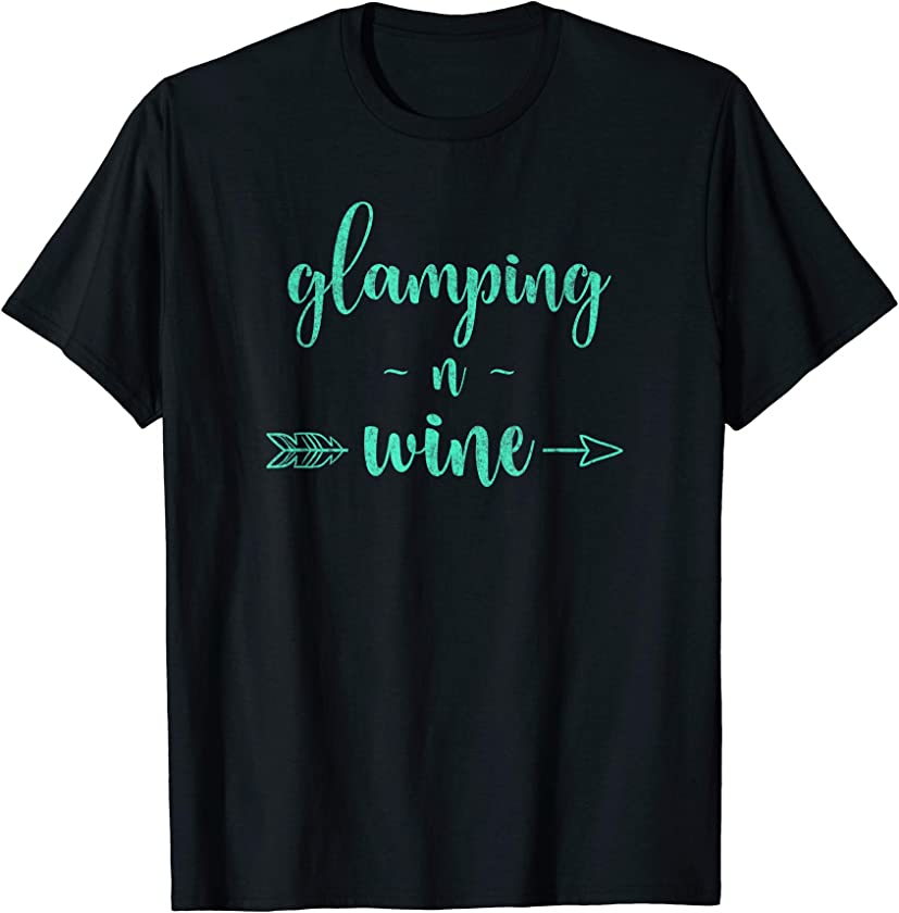 Vintage Glamping and Wine Gift Happy Glamper Camper T-Shirt