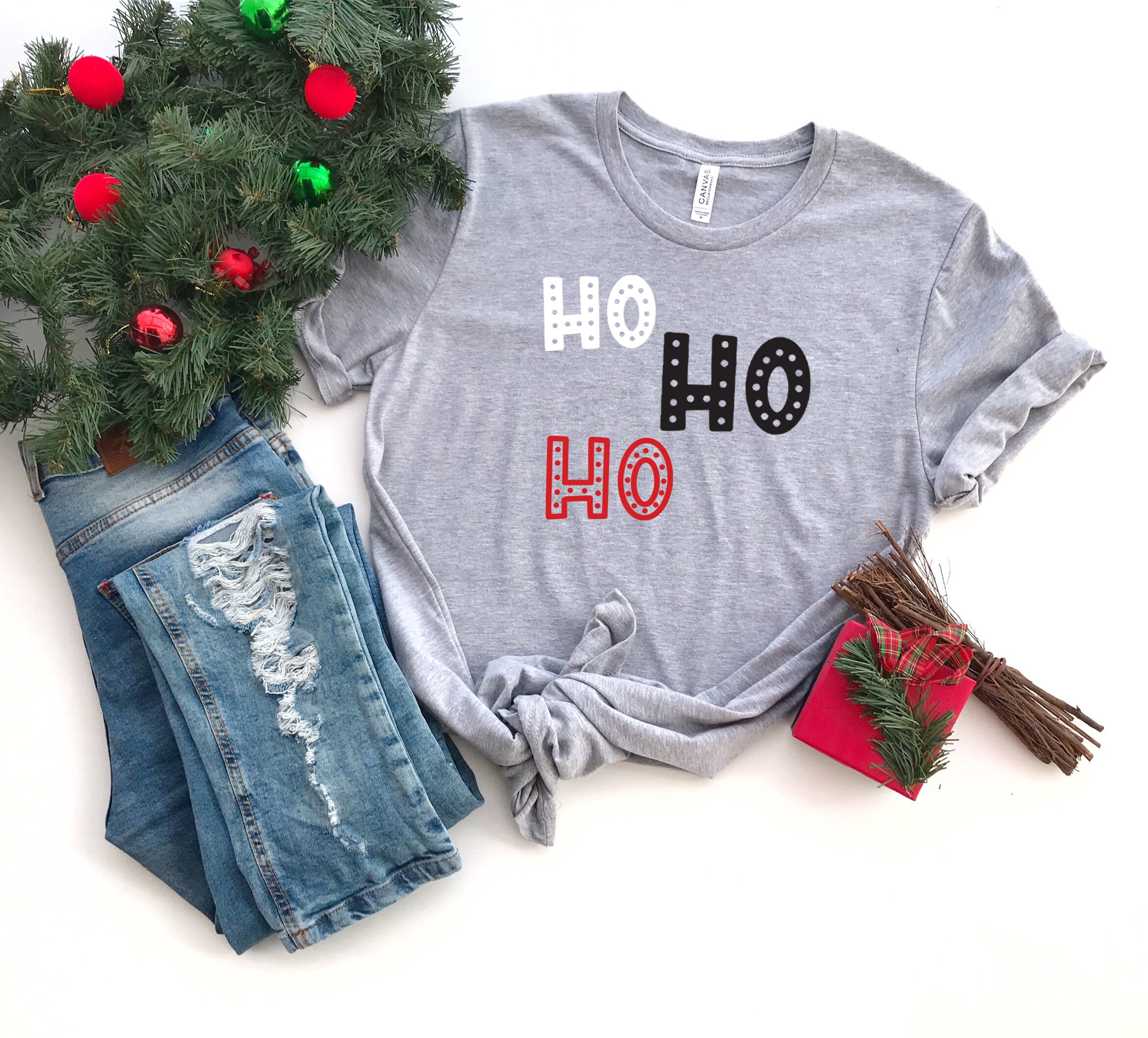 Christmas Shirt, HoHoHo Shirt, Santa Shirt, Reindeer Shirt, Christmas Raglan, Holiday Shirt, Unisex T-shirt, Family Christmas Shirt