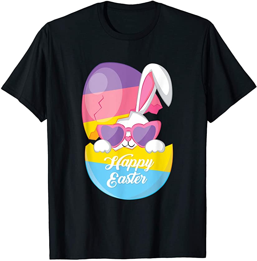 Cute Bunny Rabbit Easter Egg Girls Kids T-Shirt