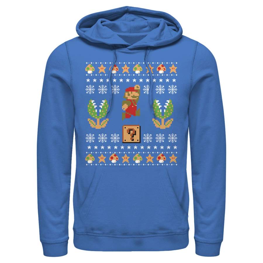 Nintendo Men’s Ugly Christmas Mario Question  Lightweight Hoodie