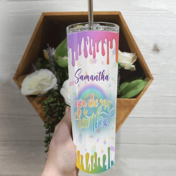 Lgbtq Pride Month Love Rainbow Summer Custom Name Insulated Cup Tumbler