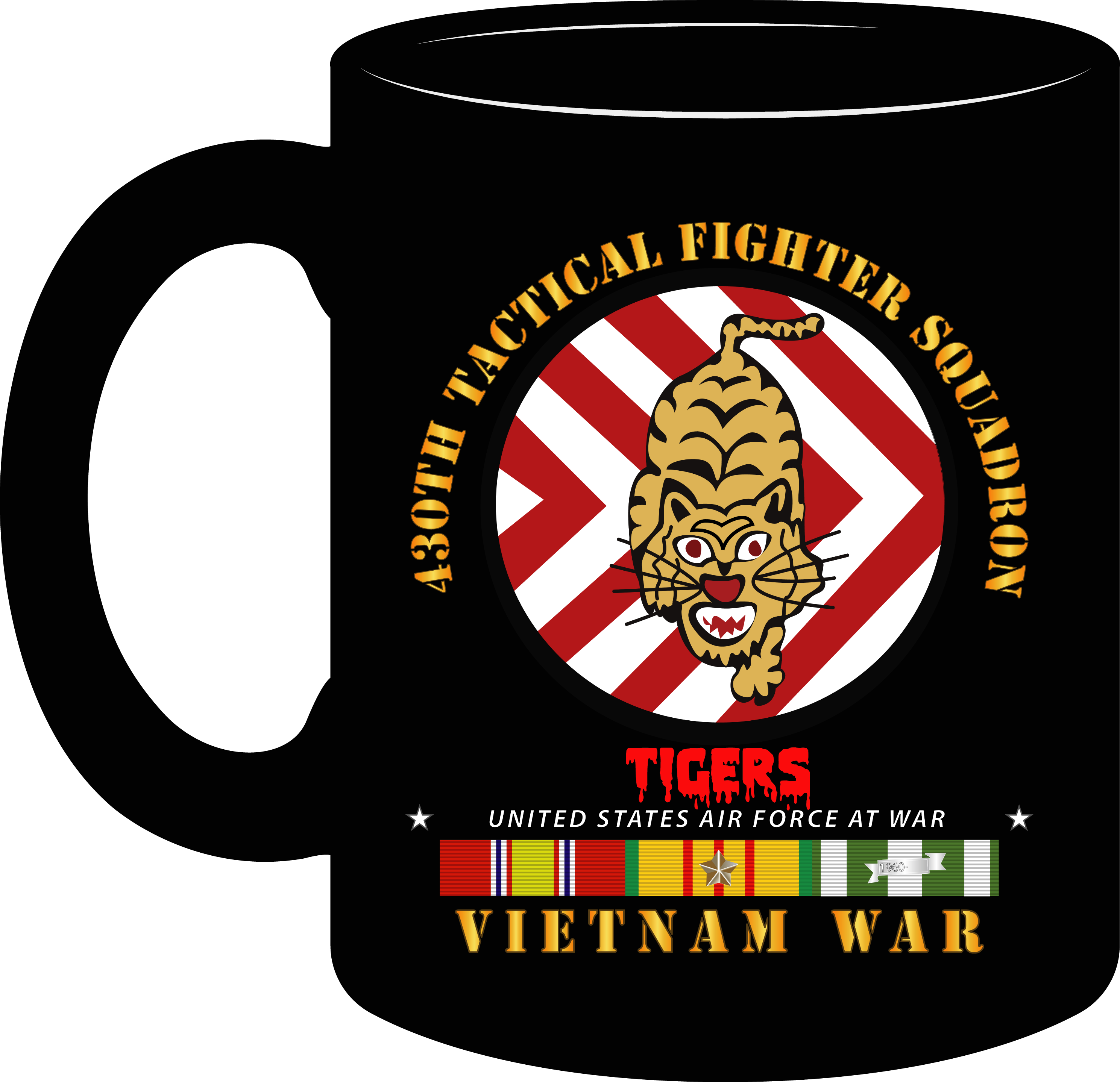 United States Air Force – 430Th Tactical Fighter Squadron – Tigers With Vietnam Service Ribbons – Mug