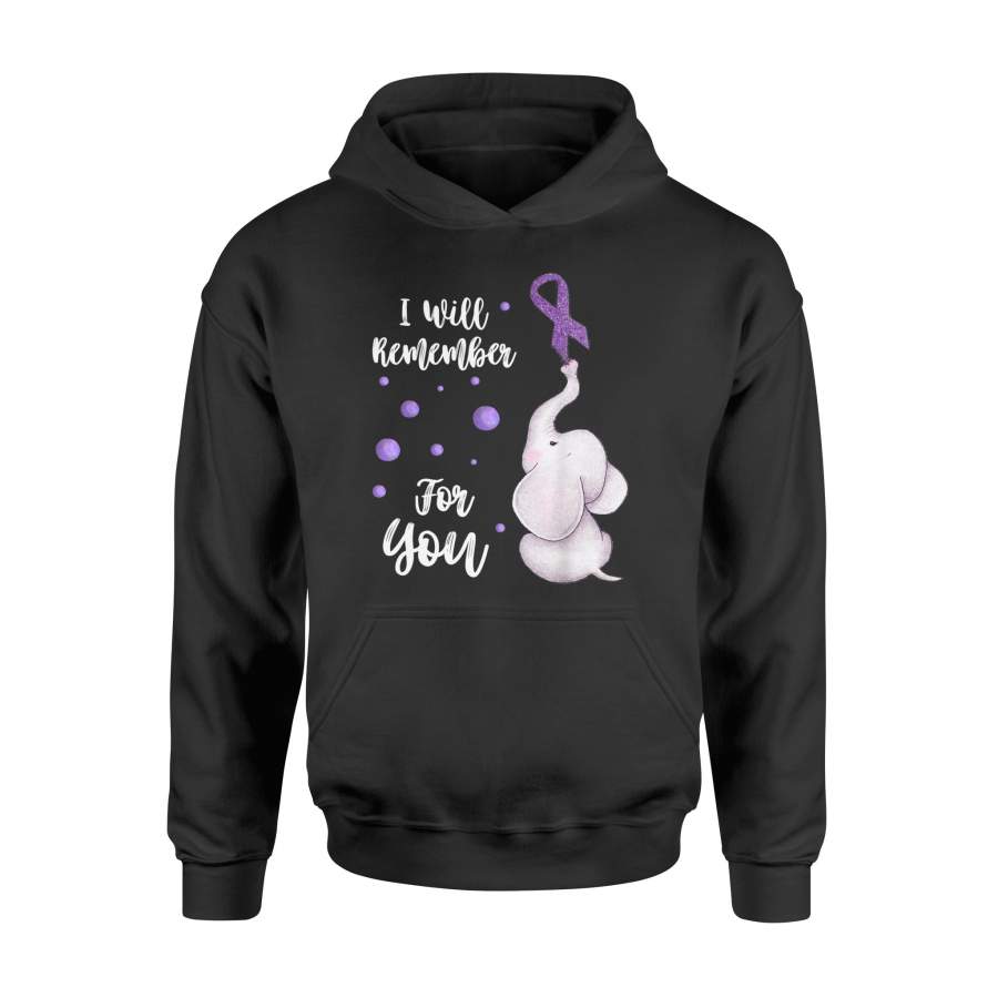 I Will Remember For You Elephant Alzheimer’s Awareness T-Shirt – Standard Hoodie