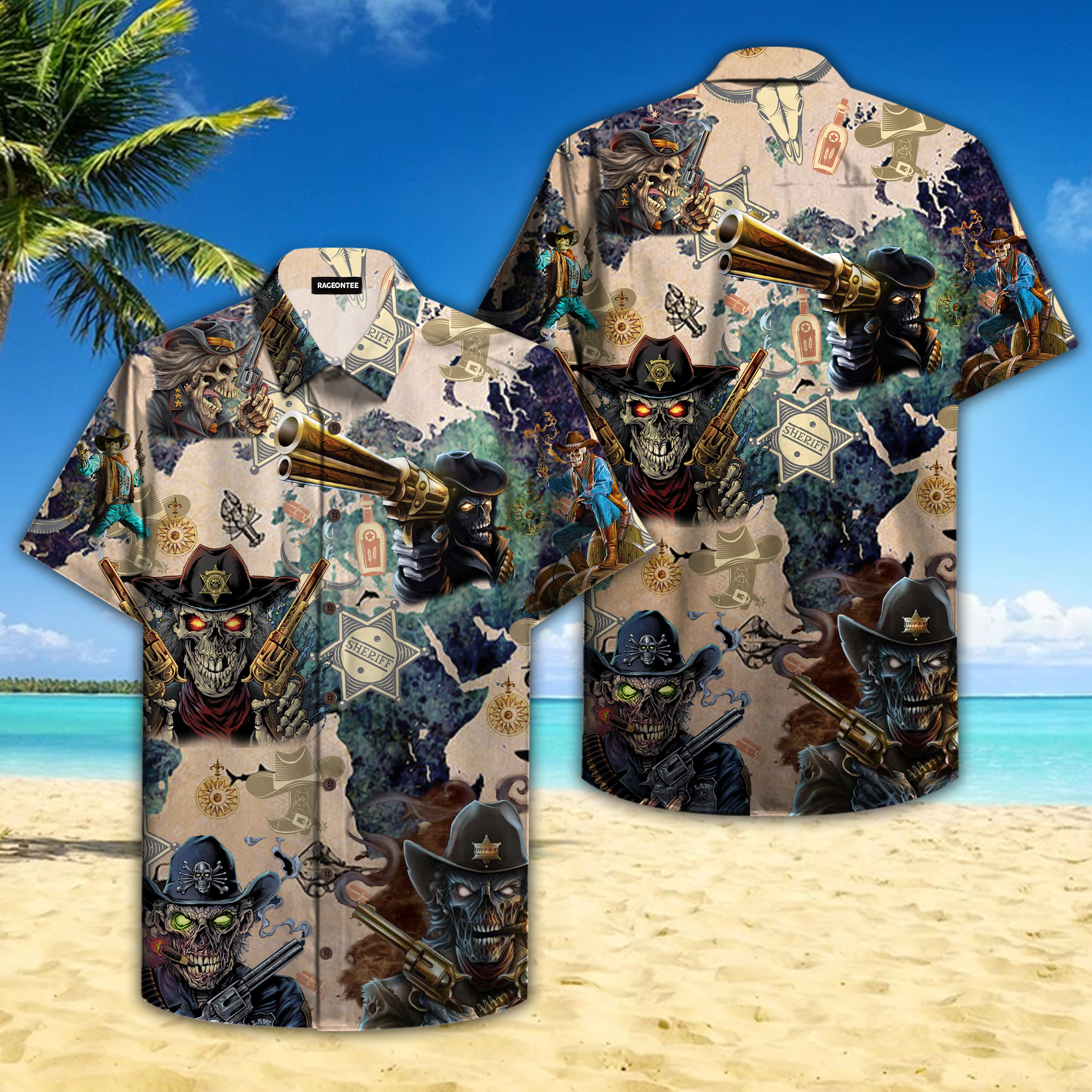 Cowboy Skull Hawaii Shirt Ha101048