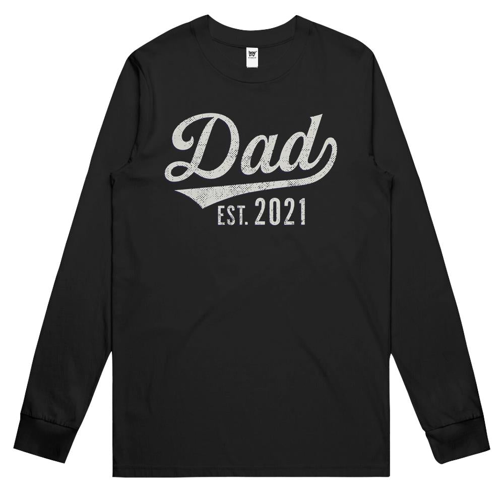 Vintage Mens Tee For Dad Est. 2021 Retro Sporty With Baseball Logo Style Father’s Day Daddy Choice Long Sleeve T Shirts