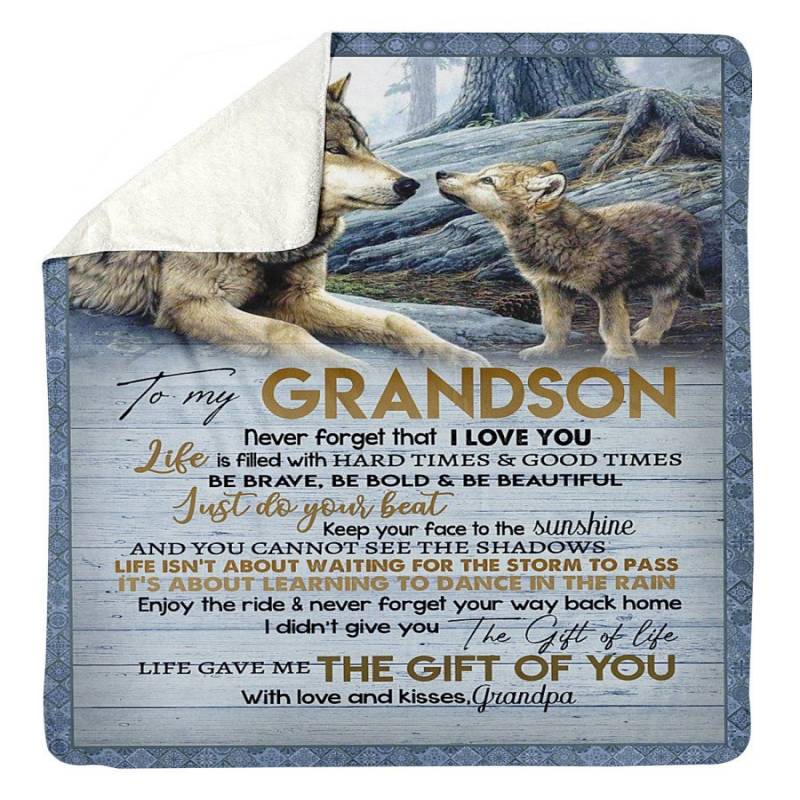 Wolves Grandpa Wants Grandson To Do His Best Sherpa Blanket