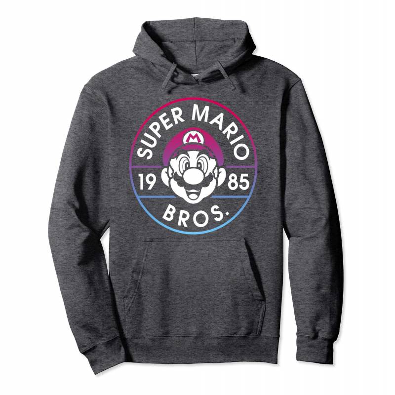 Super Mario Bros 1985 Neon Circle Logo Graphic Hoodie