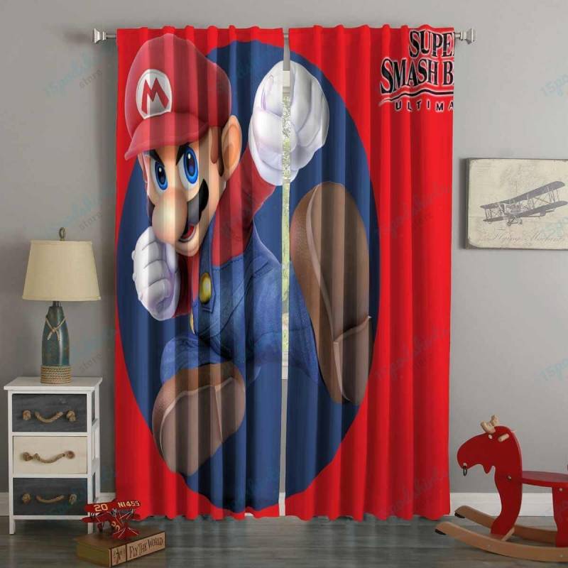 3D Printed Super Mario Super Smash Bros Ultimate Style Custom Living Room Curtains