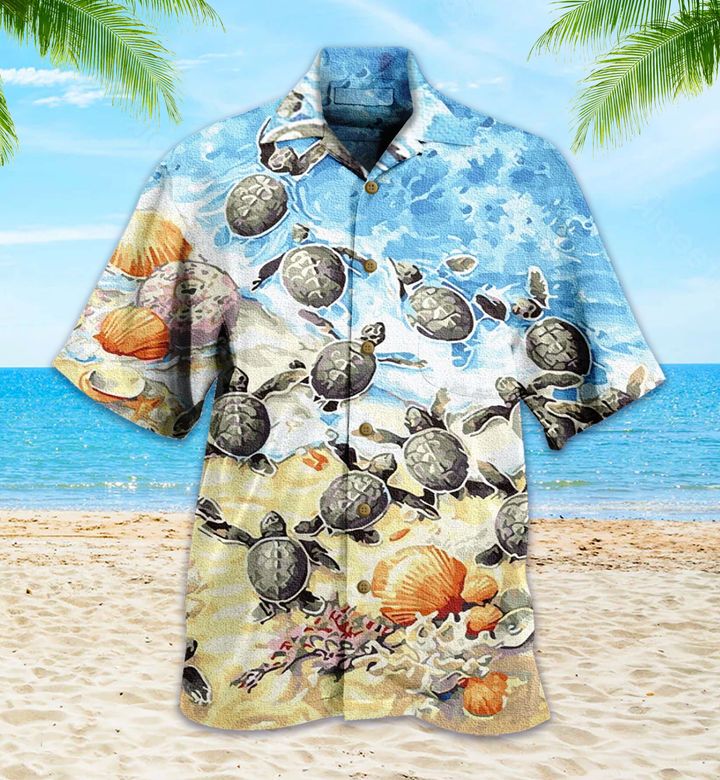 Sea Turtle Family Watercolor Blue Hawaii Shirt Ha102391