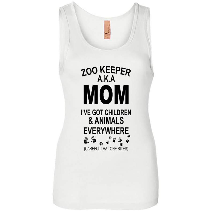 Zoo Keeper AKA Mom I’ve Got Children And Animals Everywhere – Womens Jersey Tank