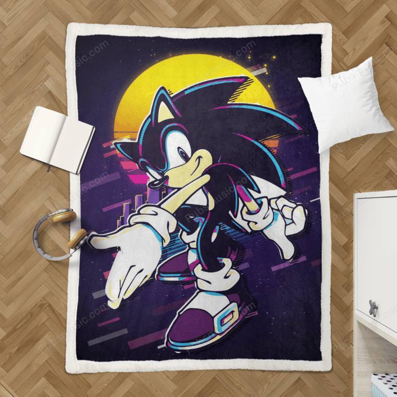 super sonic the Hedgehog  – 80S Retro Sherpa Fleece Blanket