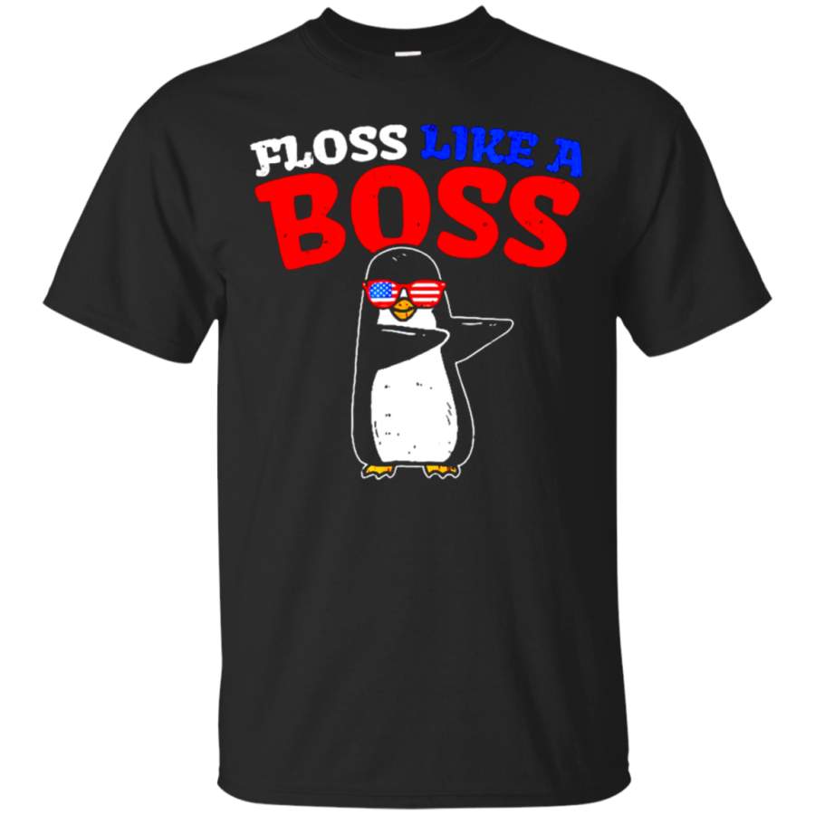 AGR Floss Like A Boss Dance Penguin Flossing 4th Of July T-Shirt