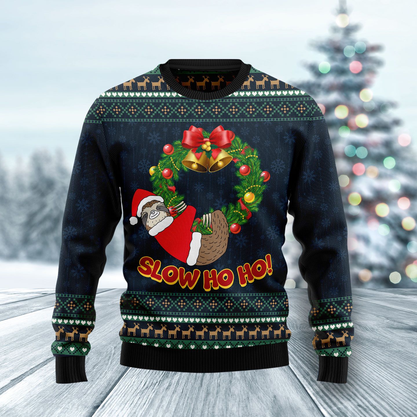 Sloth Slow Ho Ho Ugly Christmas Sweater | For Men & Women | Adult | Us4380