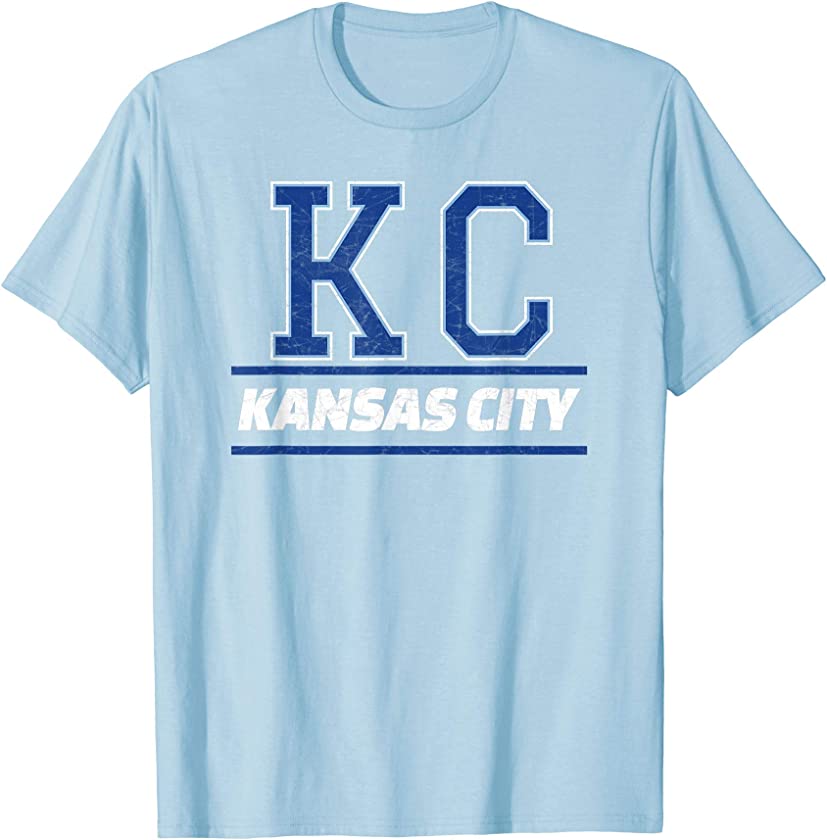 Kansas City Blue Kc Letters Classic Retro Vintage KC Cool T-Shirt