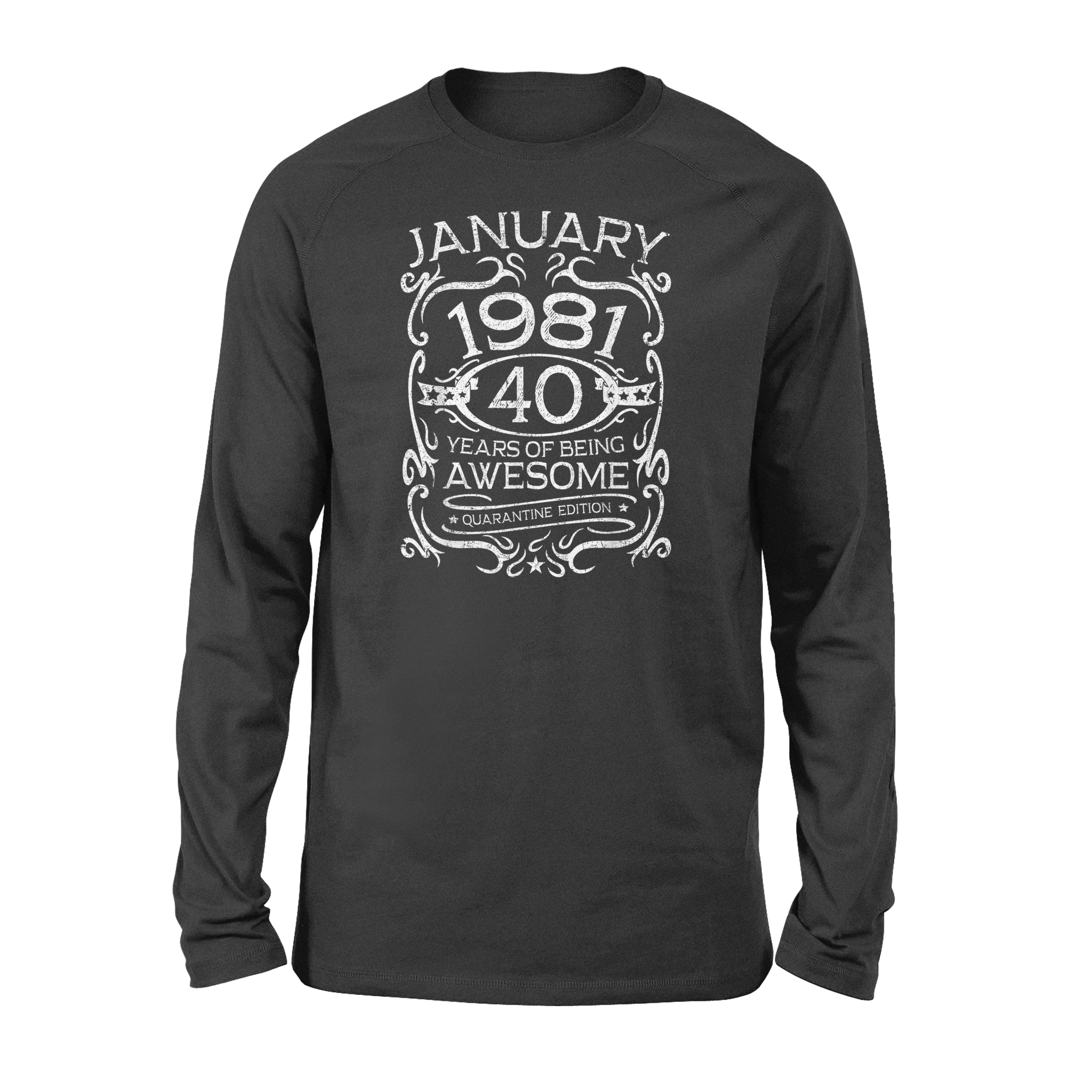 40 Years Of Being Awesome, Vintage January 1981 40th Birthday Gift – Standard Long Sleeve