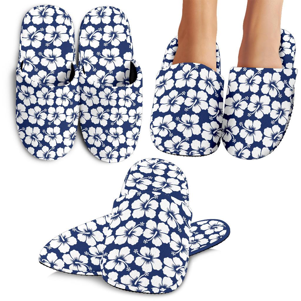 Hibiscus Blue Hawaii Flower Pattern House Slippers Ha78762