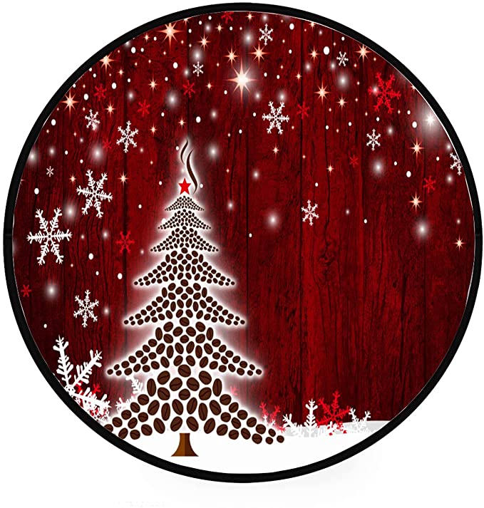 Christmas Round Area Rugs, Snow Tree Non Slip Absorbent Carpets Doormat For Living Room Bedroom Nursery Sofa Decor Area Rugs