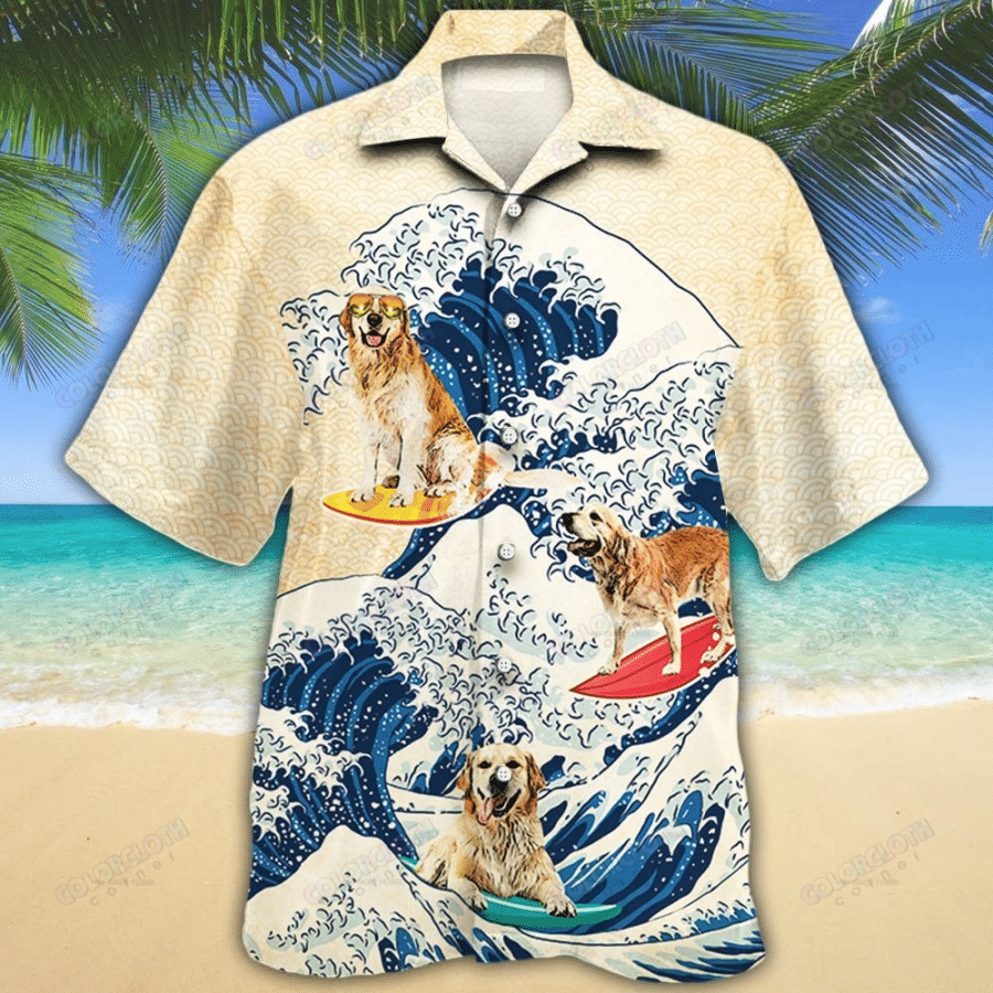 Golden Retriever Dog Lovers Wave Hawaii Shirt Ha38830