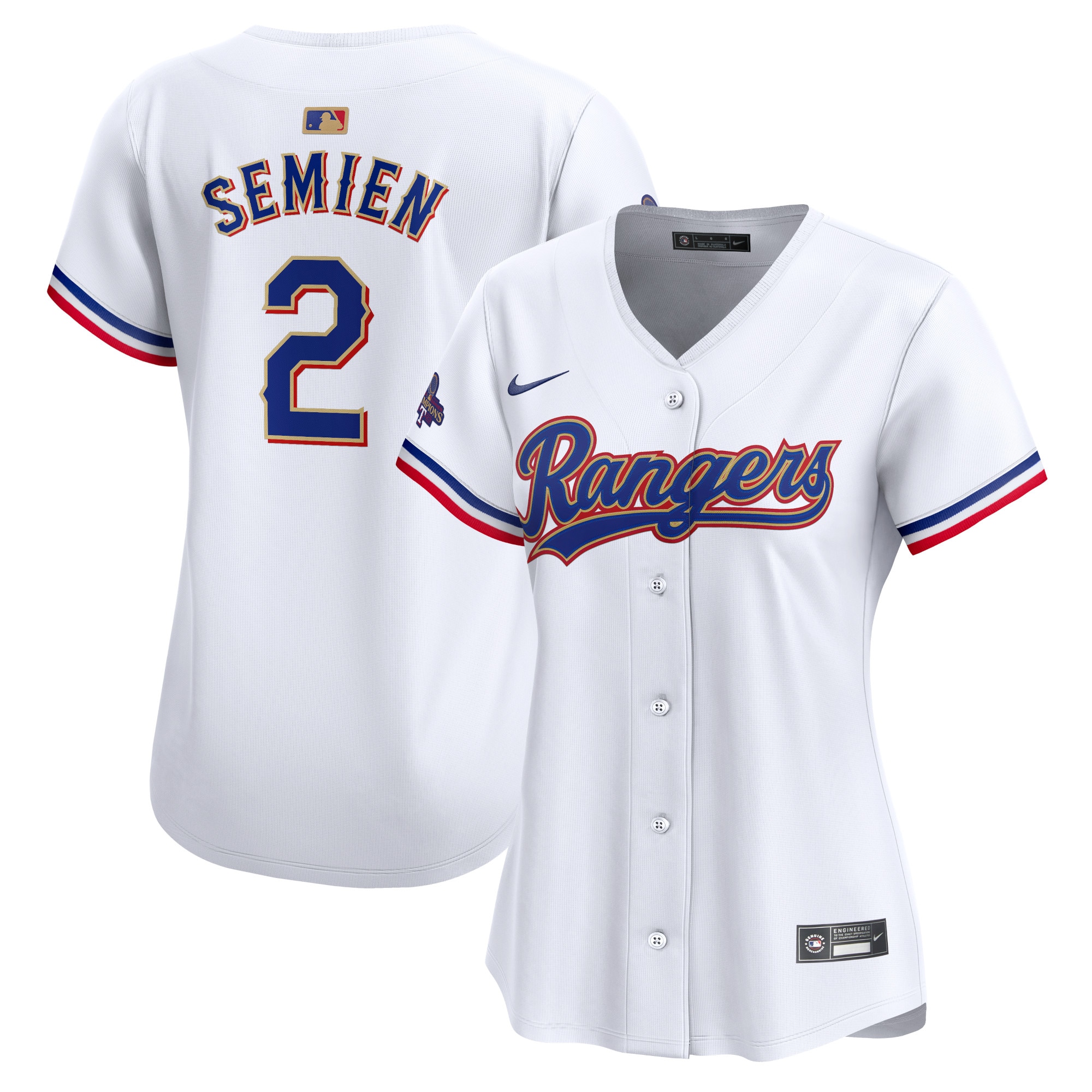 Marcus Semien Texas Rangers Women's 2024 Gold Collection Limited Player Jersey  White