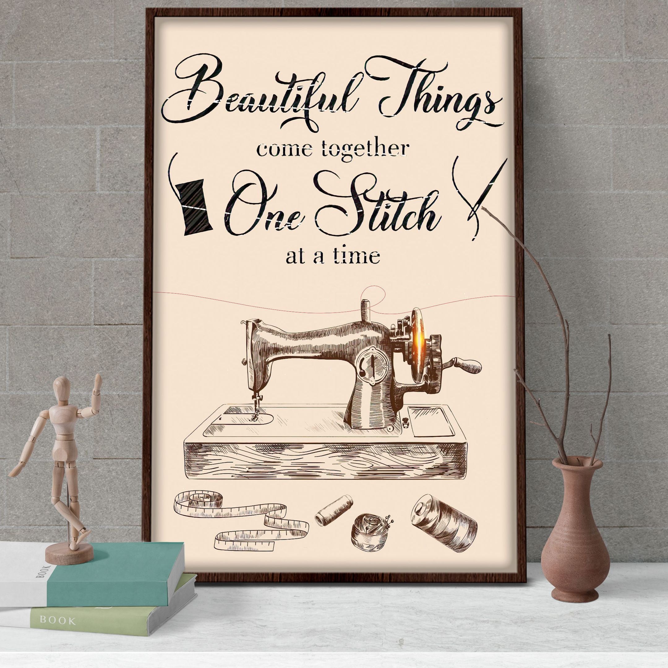 Sewing Machin Poster – Beautiful Things Come Together One Stitch At A Time Canvas Home Décor Birthday Christmas Gifts For Women Girl – Gigo Smart