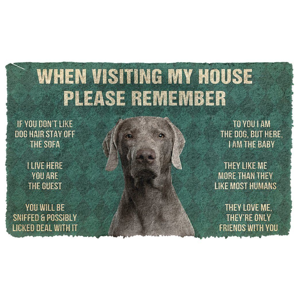 Gearhumans 3D Please Remember Weimaraner House Rules Custom Doormat