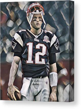 Tom Brady New England Patriots Abstract Art 1 Joe Hamilton Canvas Print