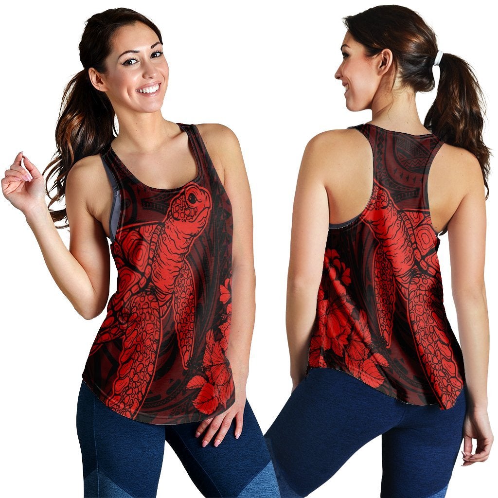 Hawaii Hibiscus Memory Turtle Polynesian Racerback Tank Red Ha1638