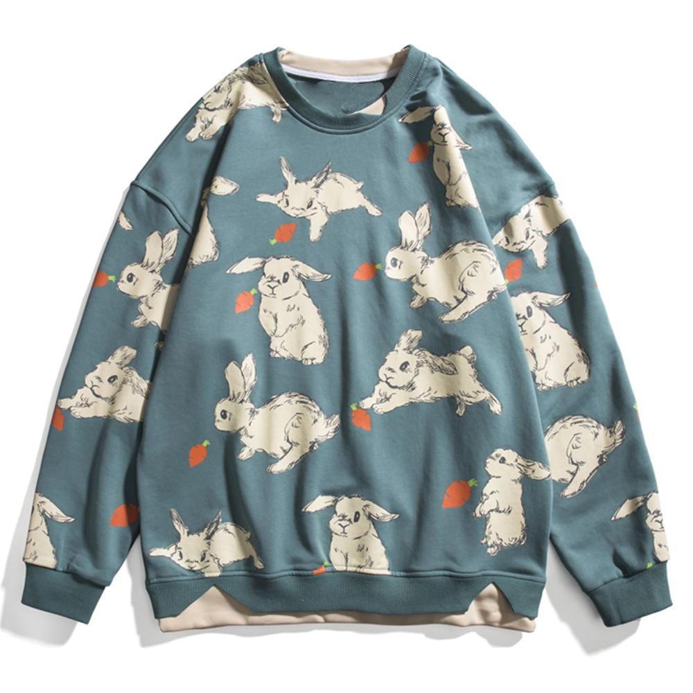 Rabbit Eats Carrot Print Sweatshirt