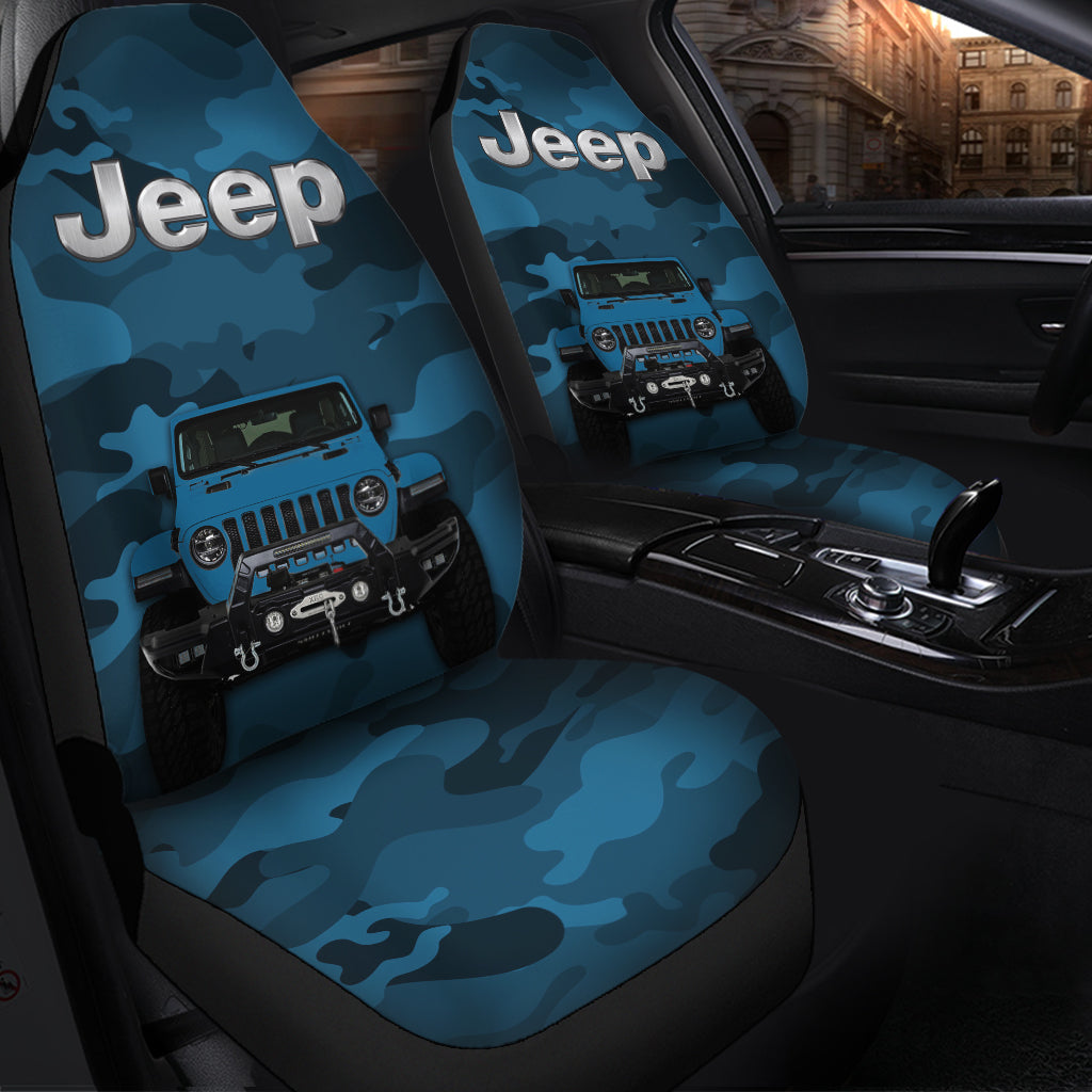 Blue Jeep Camouflage Premium Custom Car Seat Covers Decor Protectors