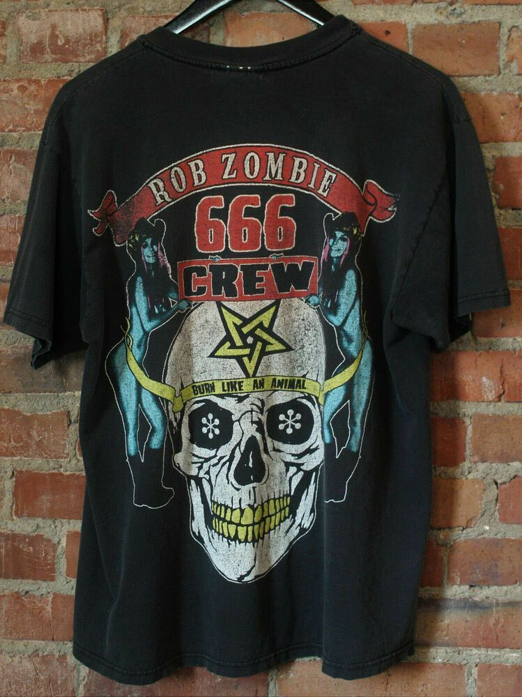 Vintage Rob Zombie Dragula Burn Like A Animal Crew Concert Tour Shirt