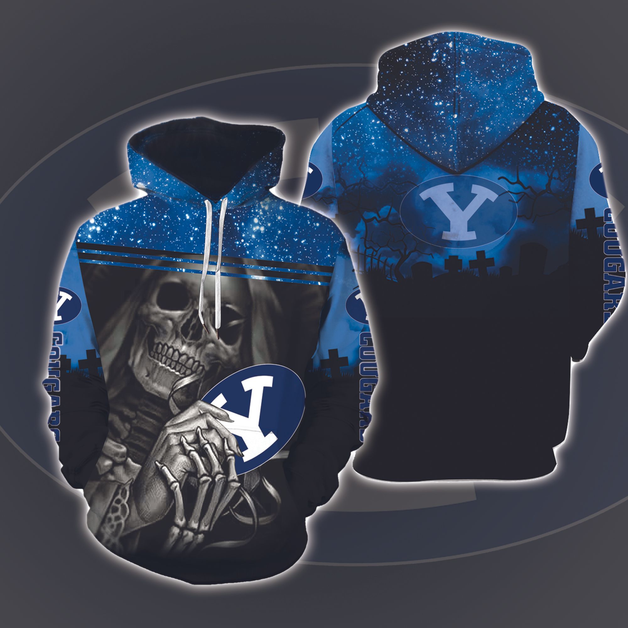 BYU  COUGARS Skull Halloween 3D Printed Hoodie