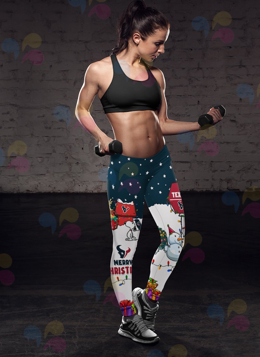 Funny Merry Christmas Houston Texans Leggings