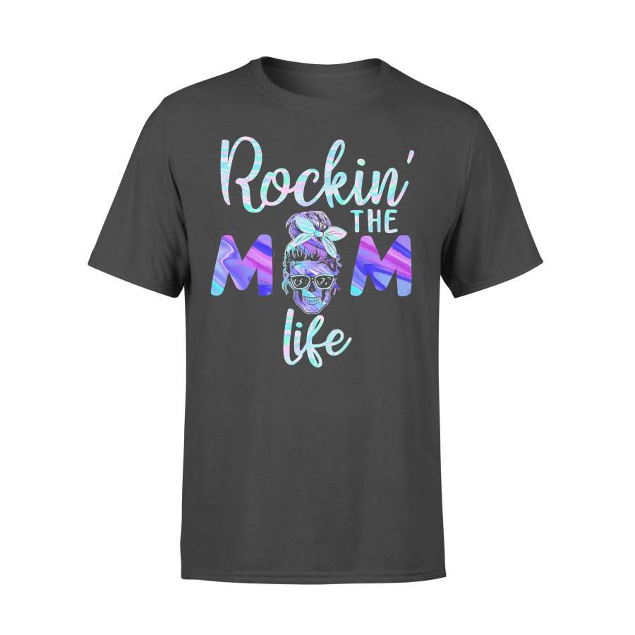 Skull Rockin The Mom Life Colorful T-shirt