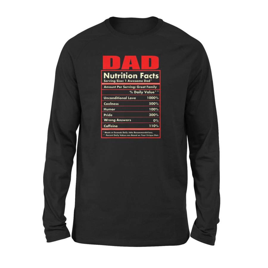 Father’s Day Black Dad Nutrition Facts Unconditional Love T-Shirt – Standard Long Sleeve