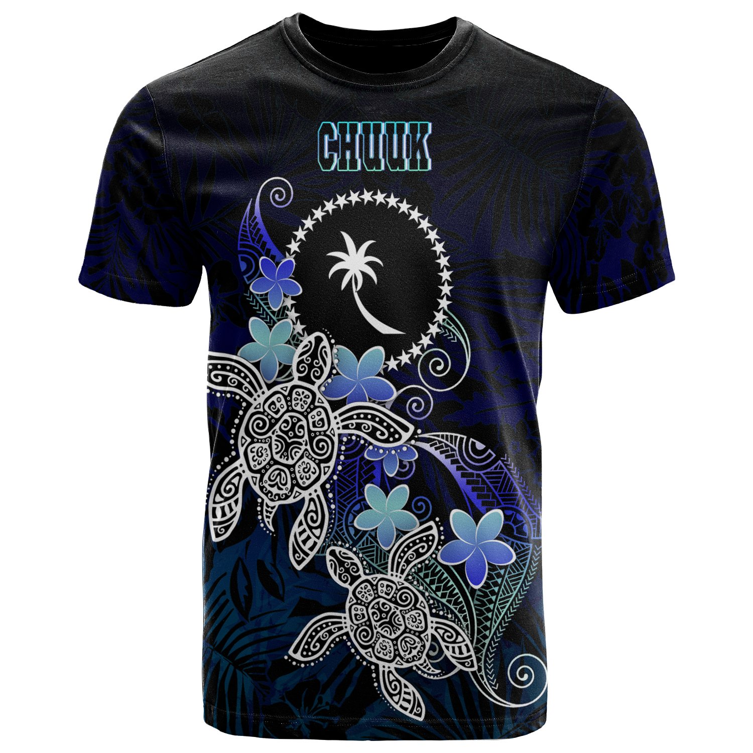 Chuuk Polynesian T-Shirt – Blue Turtle Couple – BN22