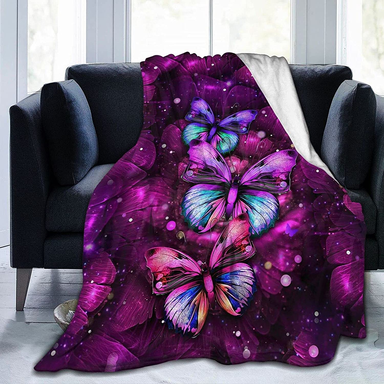 3D Print Butterfly Blanket Mom Blanket Mother’S Day Throws Blanket For Sofa Bed Couch Throw 50″X40″ M9